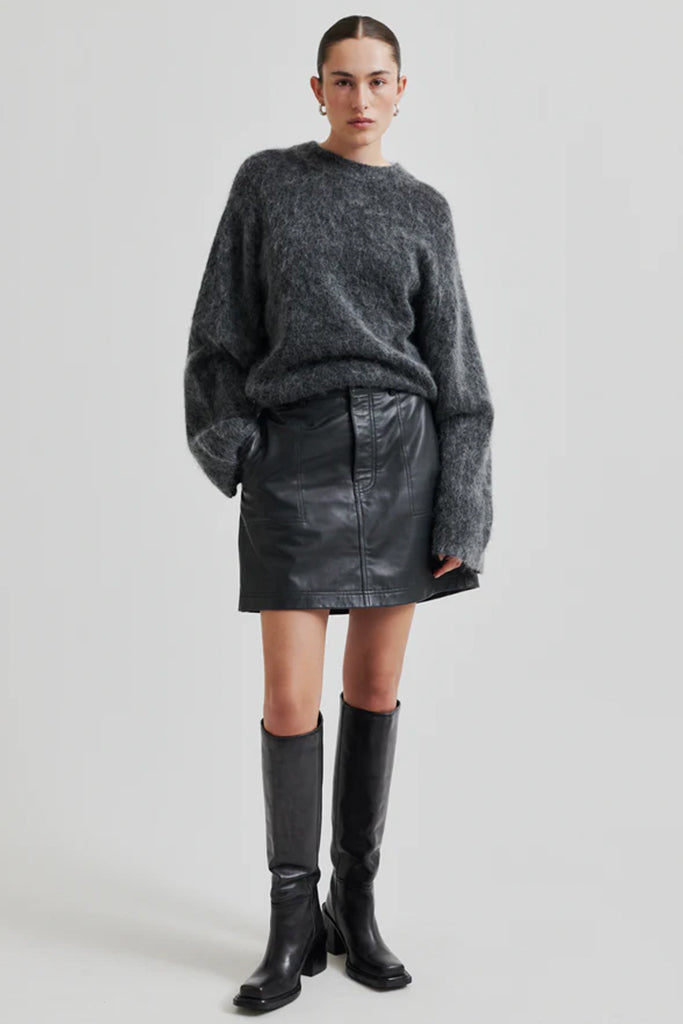 Second Female Letho Leather Short Skirt Volcanic Ash – Collins St