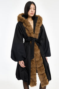ROTATE - Faux Fur Collar Coat - Black – Collins St