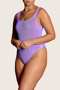 Hunza G - Square Neck Crinkle One Piece - Lilac