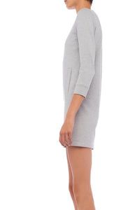 Norma Kamali - 3/4 Sleeve Tailored Mini Dress - Light Heather Grey