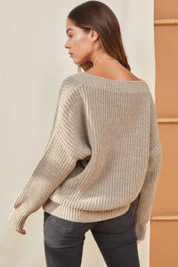 Charli - Petra V-Neck Sweater - Taupe