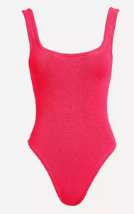 Hunza G - Square Neck Crinkle One Piece - Hot Pink
