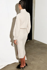 Saylor - Angelina Braided Knit Sweater Dress - Ivory
